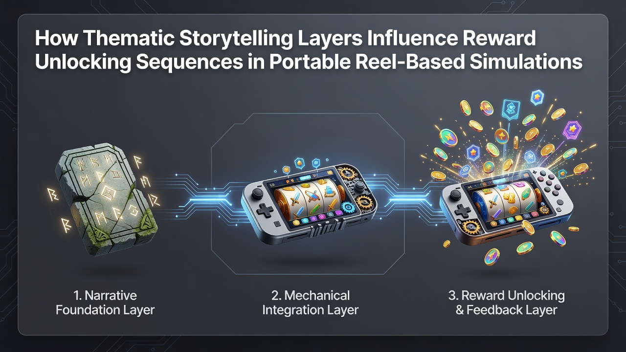 Mobile slot game interface showing layered thematic elements with reel symbols and narrative progression indicators