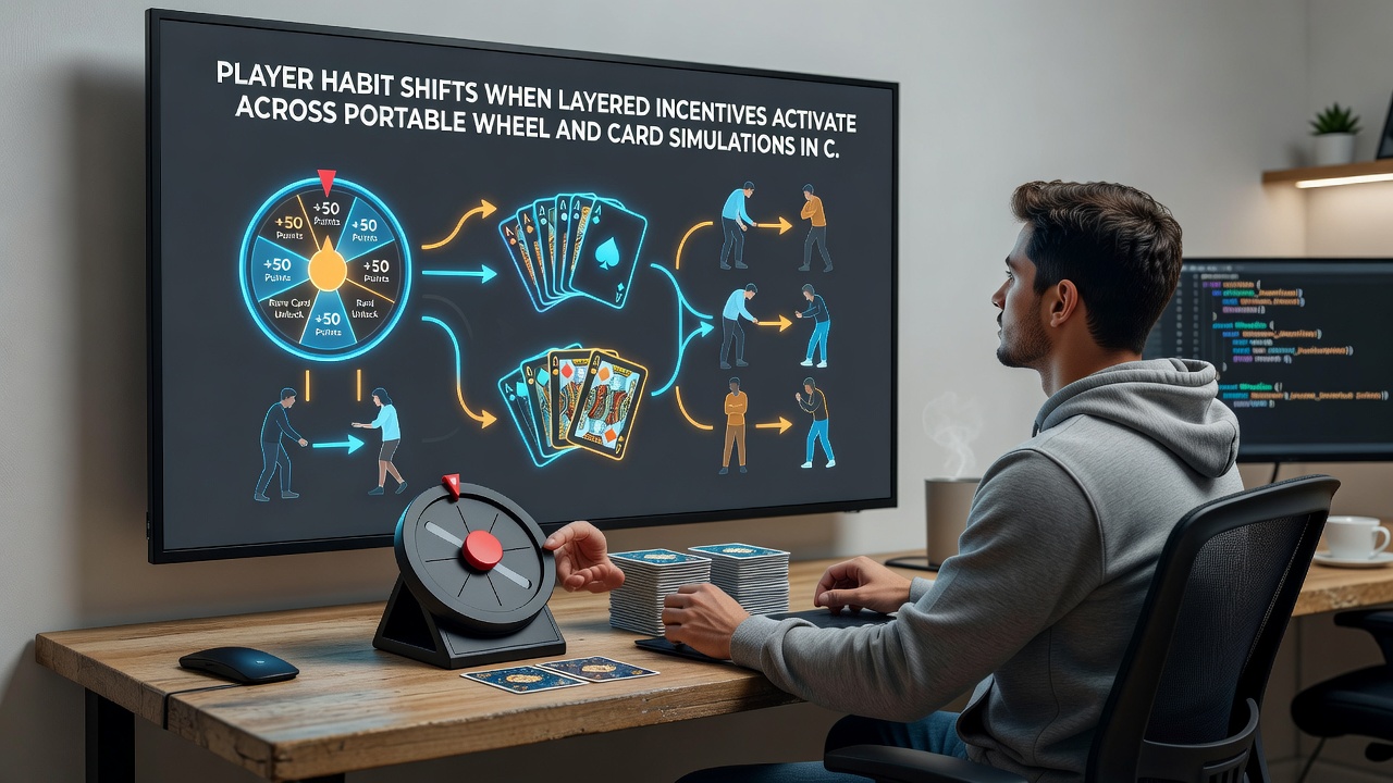 Cross-platform dashboard displaying synchronized incentive progress between portable wheel and card game sessions